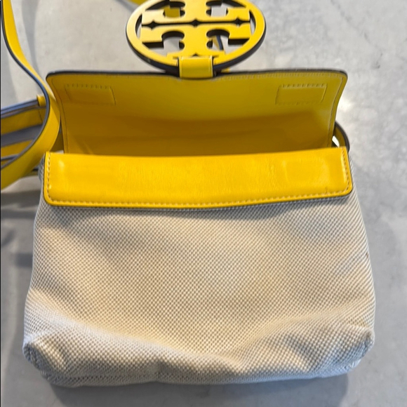 Tory Burch Miller Canvas Crossbody Bag in Lemon Drop - Picture 8 of 13
